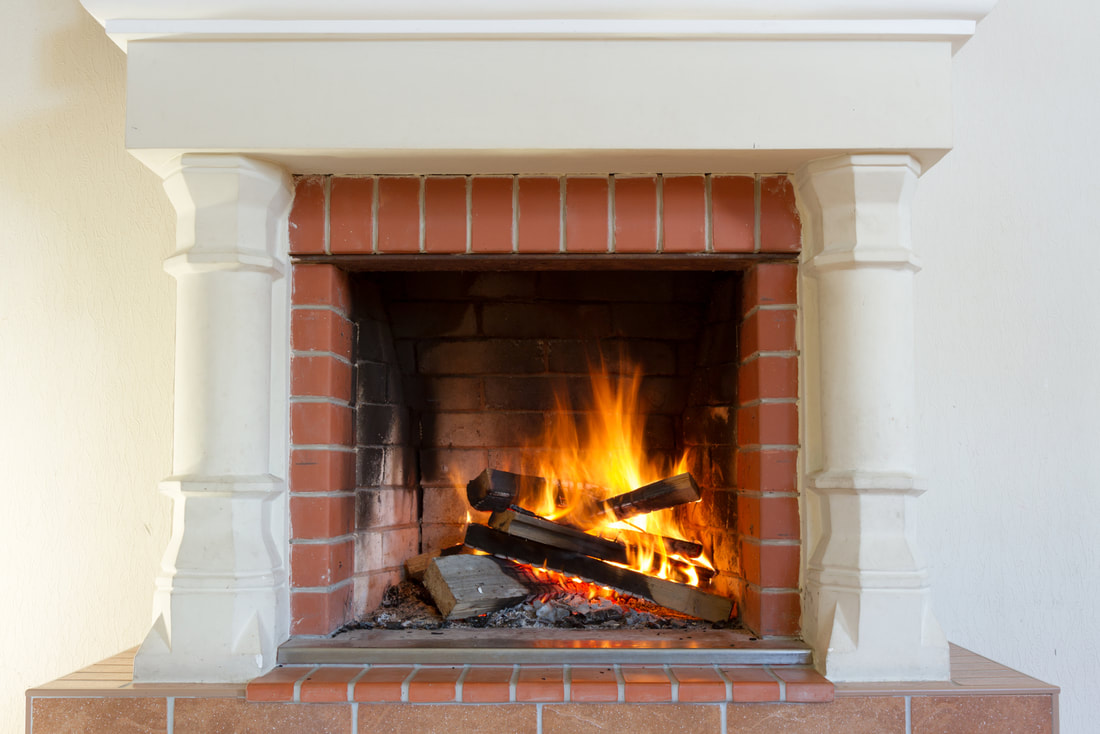a fireplace made of brick