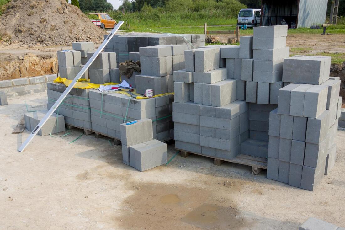 a bunch of concrete blocks